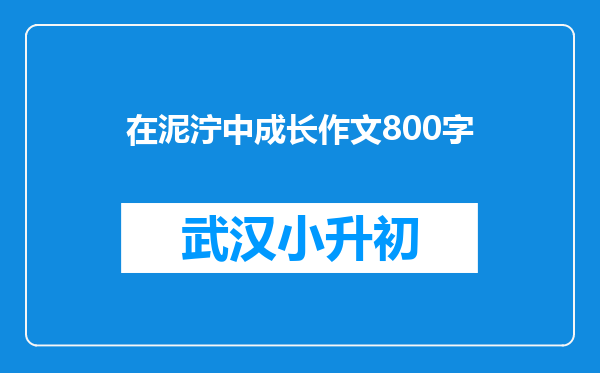 在泥泞中成长作文800字