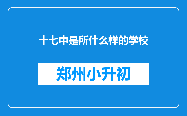 十七中是所什么样的学校