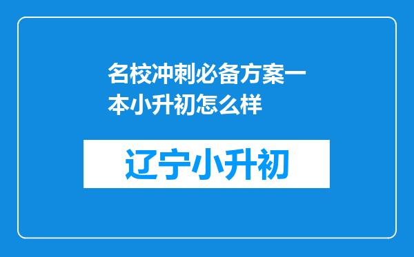 名校冲刺必备方案一本小升初怎么样