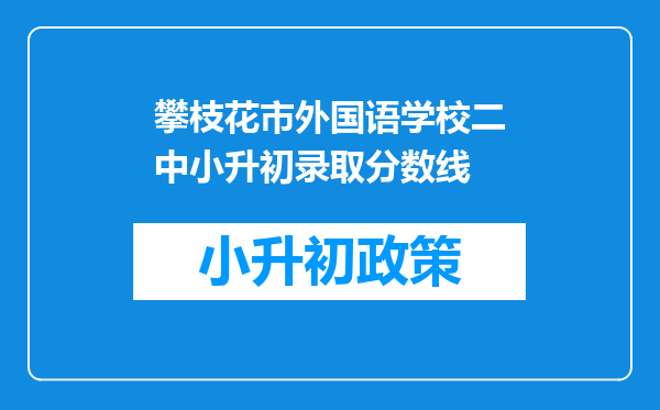 攀枝花市外国语学校二中小升初录取分数线