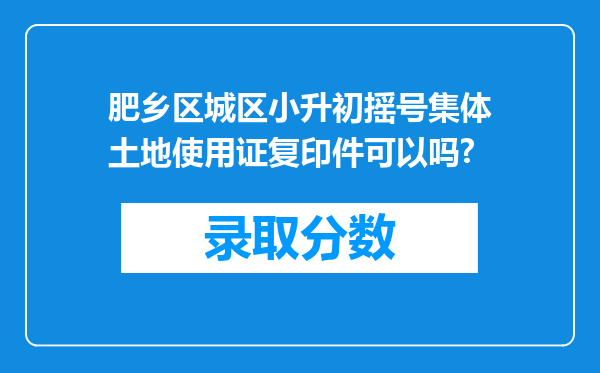 肥乡区城区小升初摇号集体土地使用证复印件可以吗?