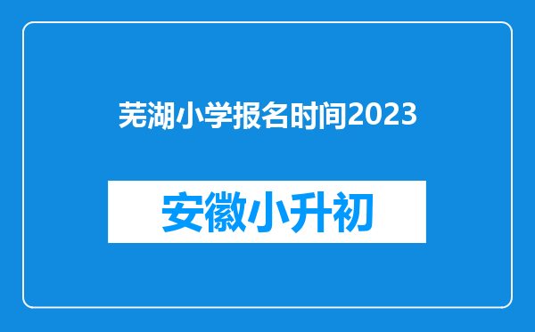 芜湖小学报名时间2023