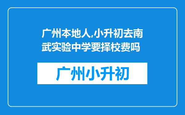 广州本地人,小升初去南武实验中学要择校费吗