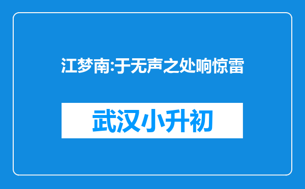 江梦南:于无声之处响惊雷