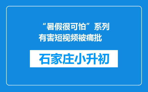 “暑假很可怕”系列有害短视频被痛批