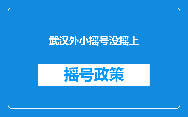 武汉外小摇号没摇上