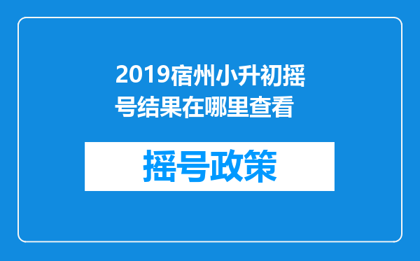 2019宿州小升初摇号结果在哪里查看