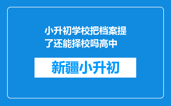 小升初学校把档案提了还能择校吗高中