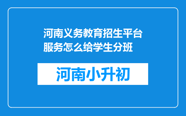 河南义务教育招生平台服务怎么给学生分班