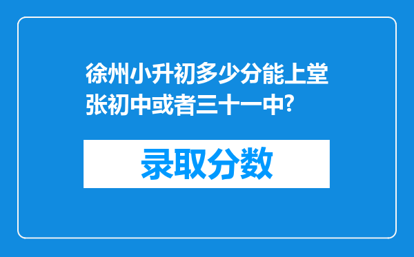 徐州小升初多少分能上堂张初中或者三十一中?