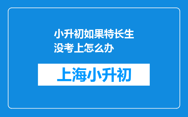 小升初如果特长生没考上怎么办