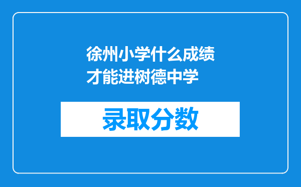 徐州小学什么成绩才能进树德中学