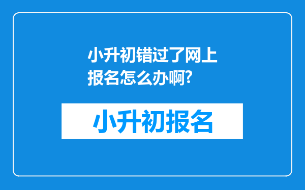 小升初错过了网上报名怎么办啊?