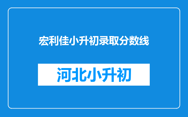 宏利佳小升初录取分数线