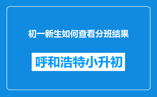 初一新生如何查看分班结果