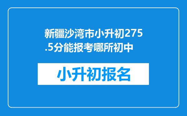 新疆沙湾市小升初275.5分能报考哪所初中