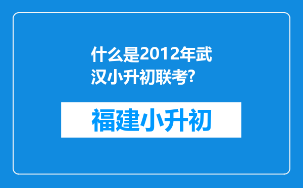 什么是2012年武汉小升初联考?