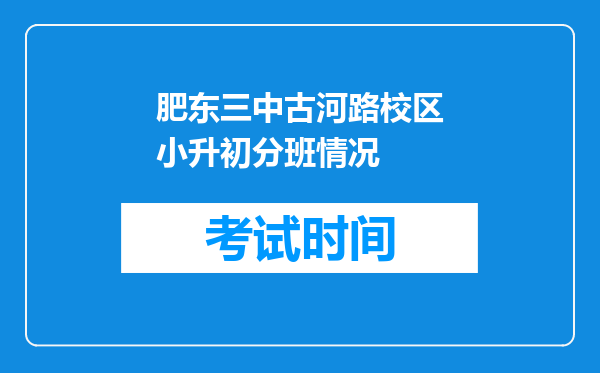 肥东三中古河路校区小升初分班情况