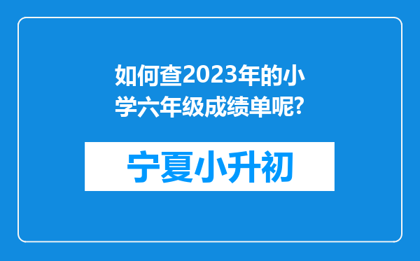 如何查2023年的小学六年级成绩单呢?