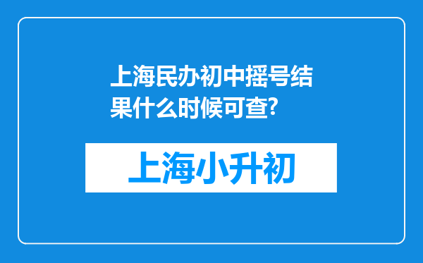 上海民办初中摇号结果什么时候可查?