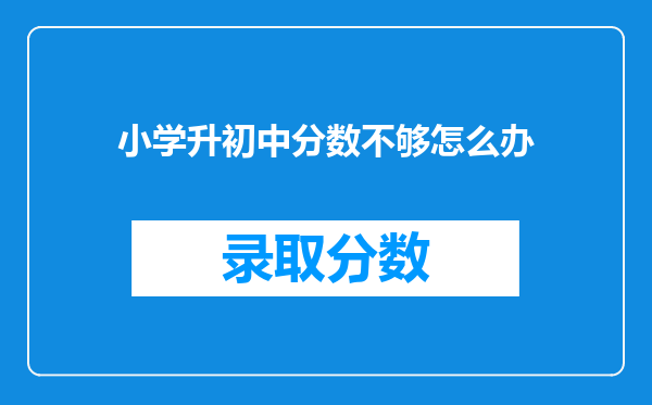 小学升初中分数不够怎么办