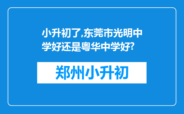 小升初了,东莞市光明中学好还是粤华中学好?