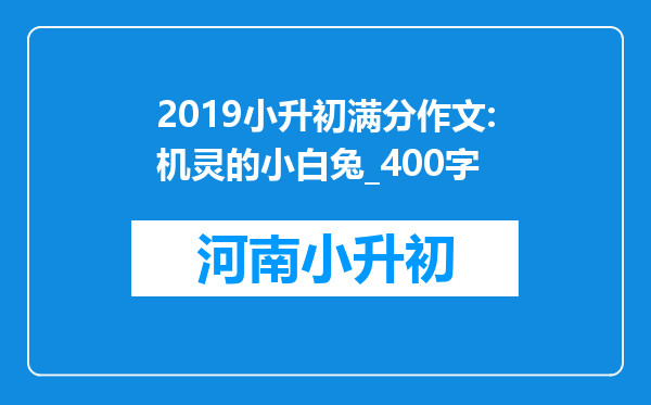 2019小升初满分作文:机灵的小白兔_400字