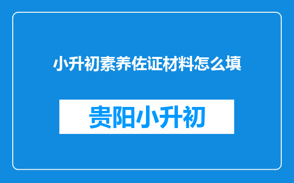 小升初素养佐证材料怎么填