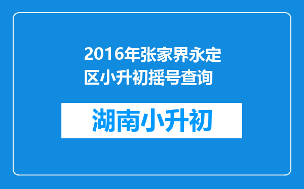 2016年张家界永定区小升初摇号查询