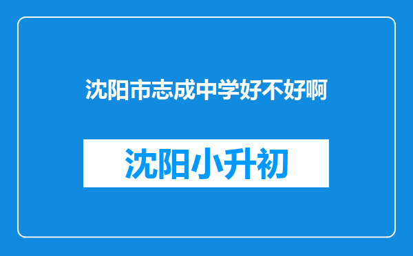 沈阳市志成中学好不好啊