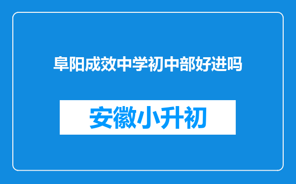 阜阳成效中学初中部好进吗