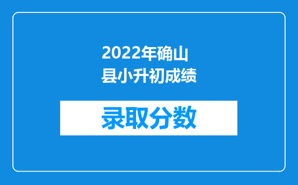 2022年确山县小升初成绩