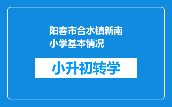 阳春市合水镇新南小学基本情况