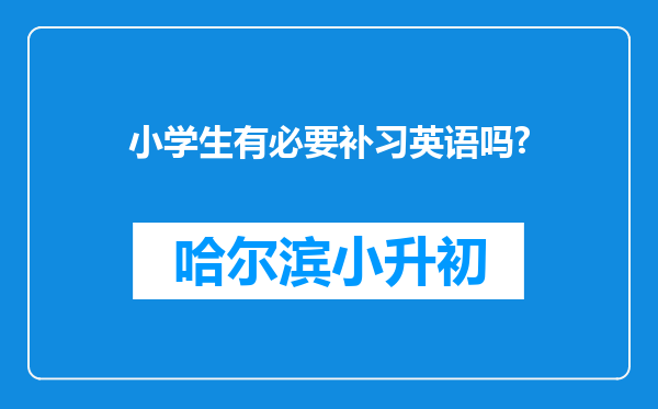 小学生有必要补习英语吗?