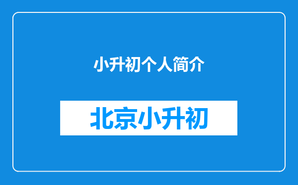 小升初个人简介