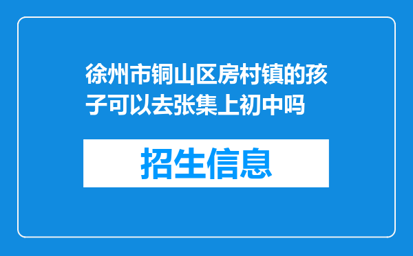 徐州市铜山区房村镇的孩子可以去张集上初中吗