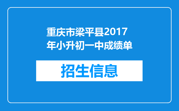 重庆市梁平县2017年小升初一中成绩单