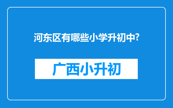 河东区有哪些小学升初中?