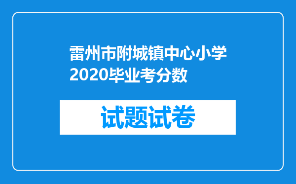 雷州市附城镇中心小学2020毕业考分数