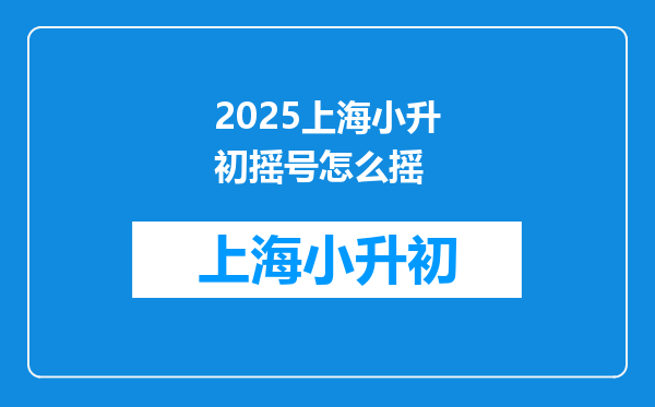 2025上海小升初摇号怎么摇