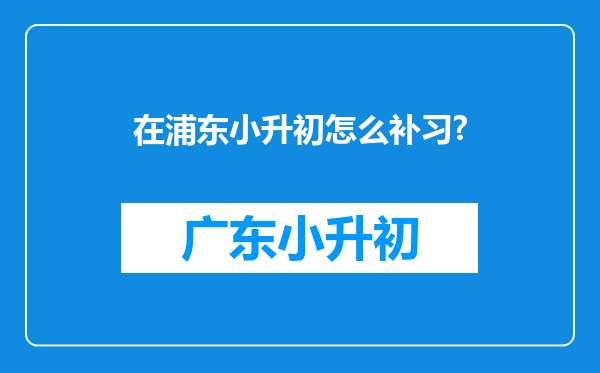 在浦东小升初怎么补习?