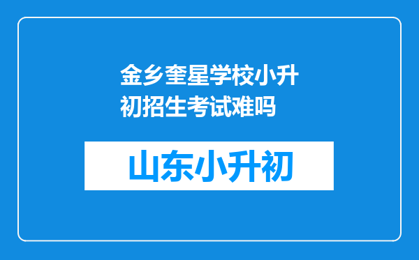 金乡奎星学校小升初招生考试难吗