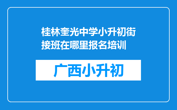 桂林奎光中学小升初街接班在哪里报名培训