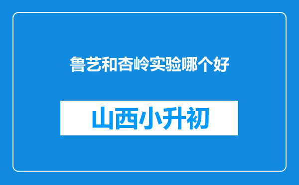 鲁艺和杏岭实验哪个好