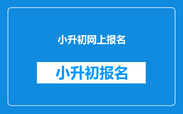 小升初网上报名