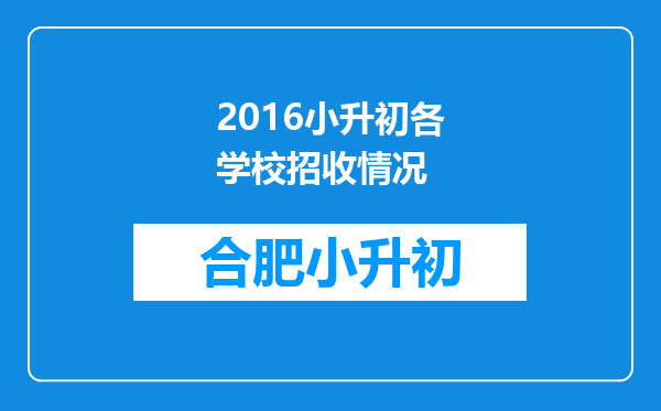 2016小升初各学校招收情况