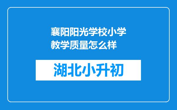 襄阳阳光学校小学教学质量怎么样