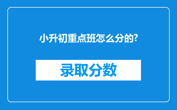 小升初重点班怎么分的?