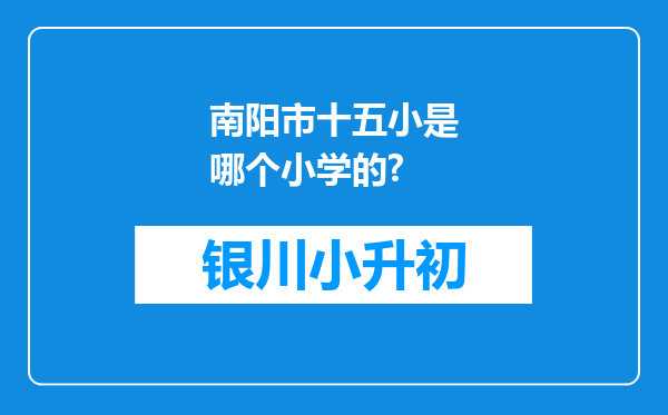 南阳市十五小是哪个小学的?