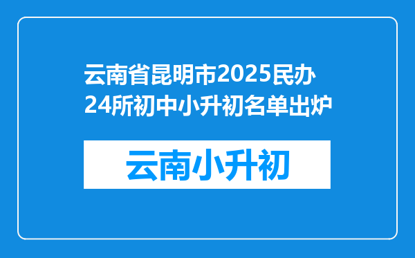 云南省昆明市2025民办24所初中小升初名单出炉